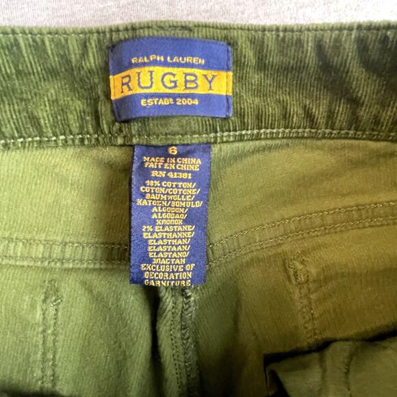Ralph Lauren Rugby Green Corduroy Pants Tapered Zippered Ankles 6 - Picture 9 of 9